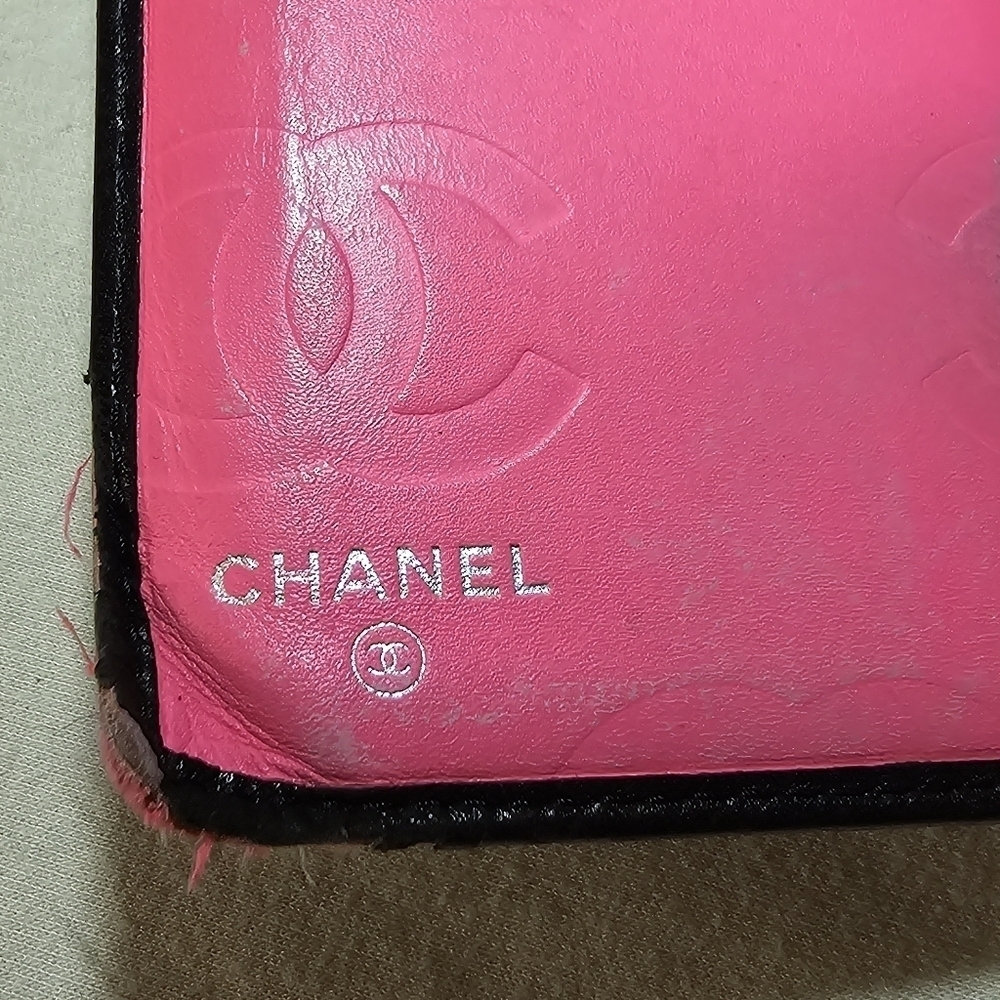 Chanel Authentic Black Quilted Leather White C Logo Continental Wallet Need Love - Picture 7 of 16